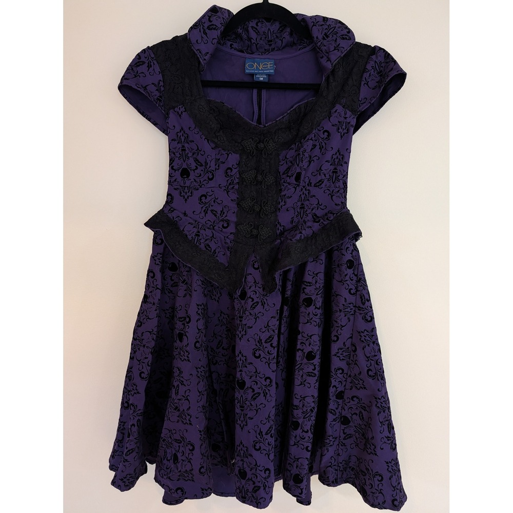 Once Upon A Time Hot Topic Evil Queen Purple Damask Lace Dress Small‎ Cosplay